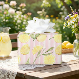 Citron rosa randigt presentpapper