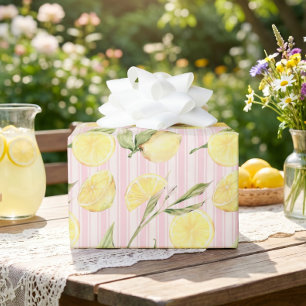 Citron rosa randigt presentpapper