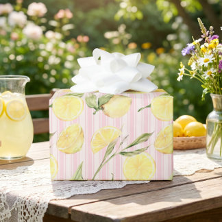 Citron rosa randigt presentpapper