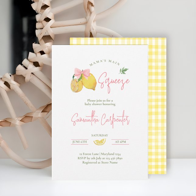 Citron rosa rosett baby shower inbjudningar (Skapare uppladdad)