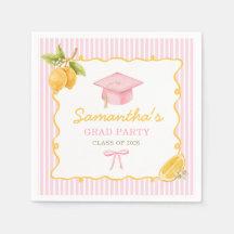 Citron rosa rosett examensfest Pappersservett
