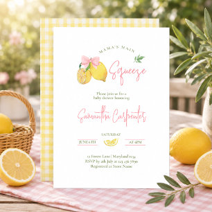 Citron rosa rosett huvud squeeze baby shower inbjudningar