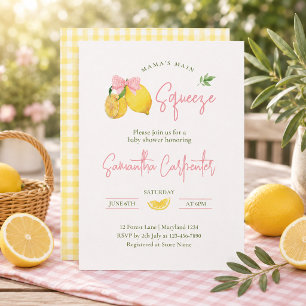 Citron rosa rosett huvud squeeze baby shower inbjudningar