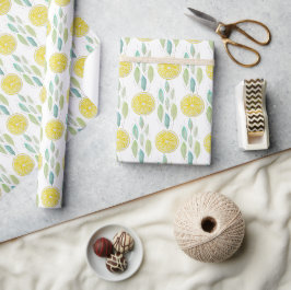Citron Skivor Akvarell Mönster Presentpapper
