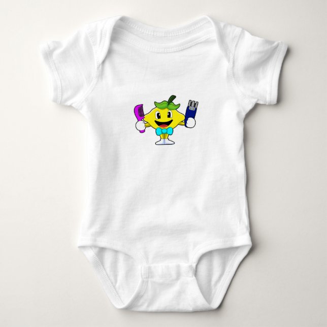 Citron som frisör med kam och rakhyvel t shirt (Framsida)