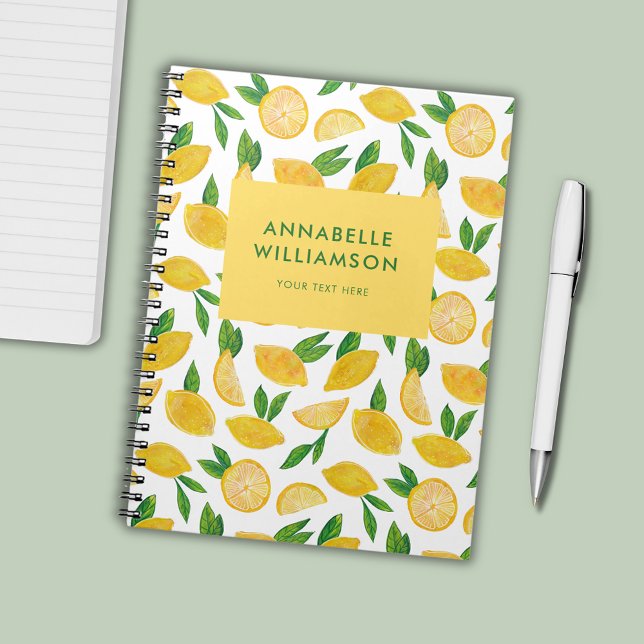 Citron sommar citrus frukt mönster anteckningsbok (Citrus lemon summer fruit personalized basic notebook)
