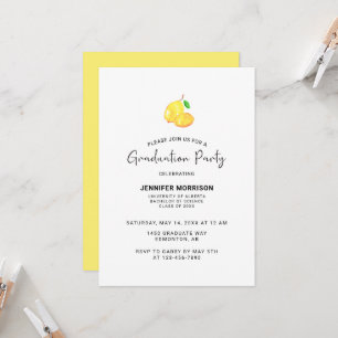 Citron Tema Examen Fest Boho Modern Chic Inbjudningar