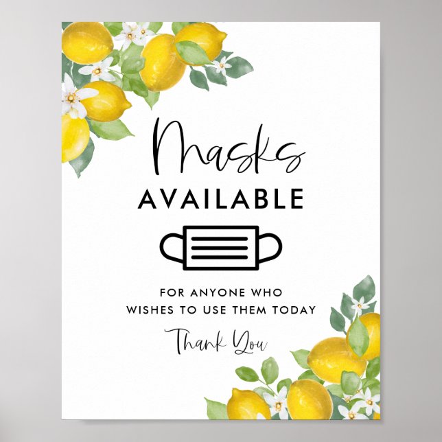 Citron tema festmasker tillgängliga skylt (Framsidan)