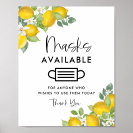 Citron Tema Party Masker Tillgängliga Skylt