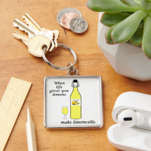 Citron till Limoncello Fyrkantig Silverfärgad Nyckelring