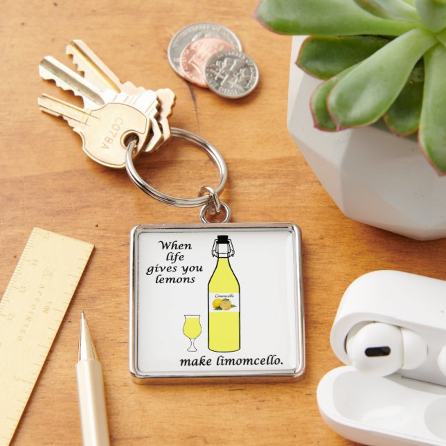 Citron till Limoncello Fyrkantig Silverfärgad Nyckelring (Skrivbord)