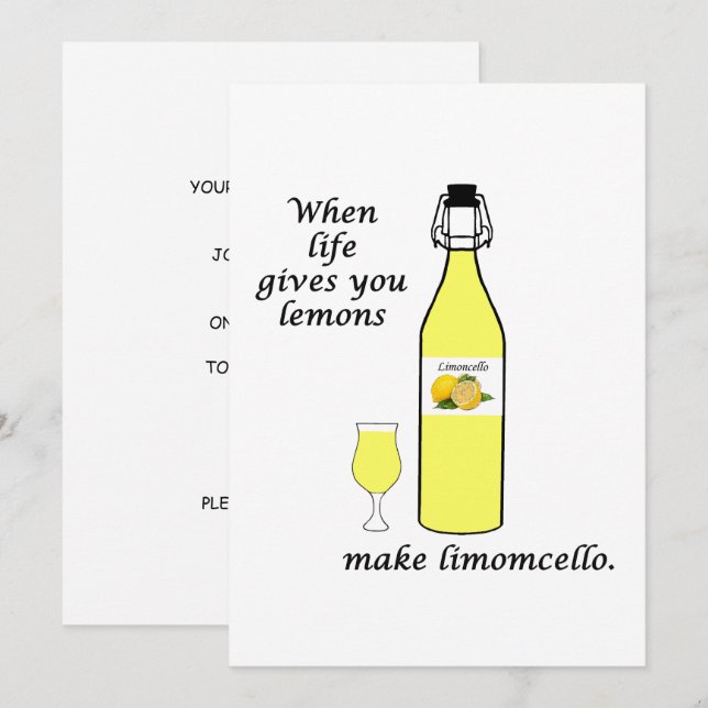 Citron till Limoncello Inbjudningar (Fram/baksida)