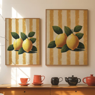 Citron Vägg Konsttryck Medelhavet Köksdekor Poster