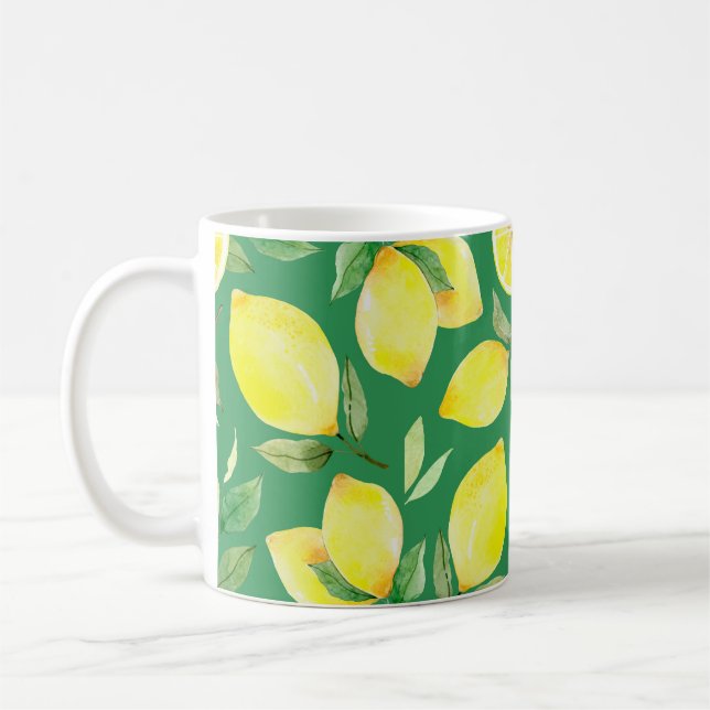 citron,vattenfärg mönster,bakgrund,frukt,vågform kaffemugg (Vänster)