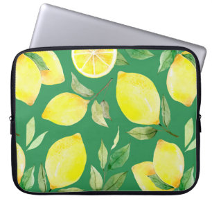 citron,vattenfärg mönster,bakgrund,frukt,vågform laptop fodral