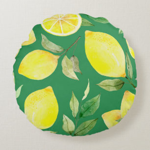 citron,vattenfärg mönster,bakgrund,frukt,vågform rund kudde