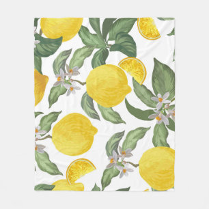 Citron: vintage av tropiska frukter, sömlös fleecefilt
