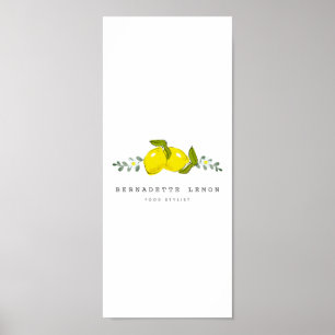 Citron & Vit Blomma Enkel Ren Poster