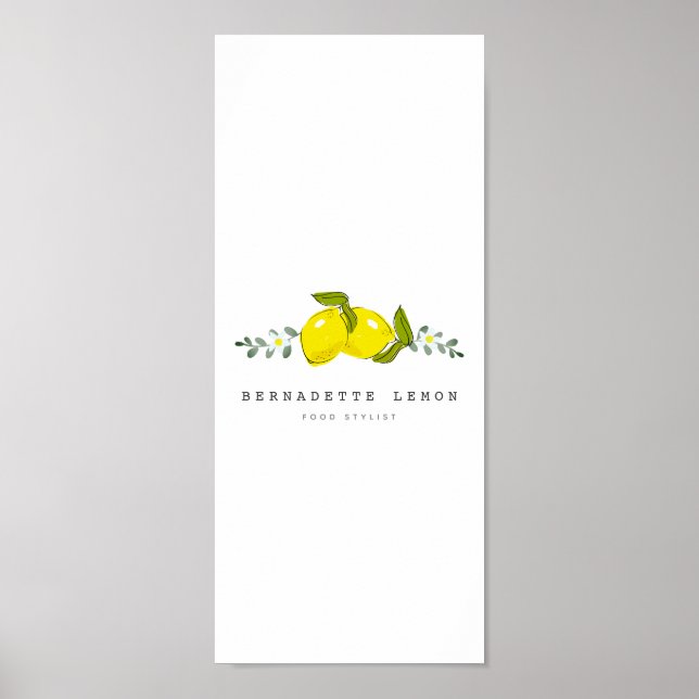 Citron & Vit Blomma Enkel Ren Poster (Framsidan)