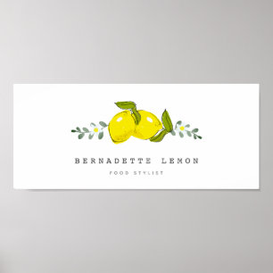 Citron & Vit Blomma Enkel Ren Poster