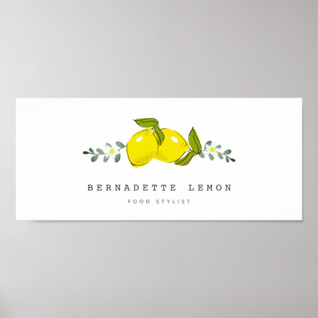 Citron & Vit Blomma Enkel Ren Poster (Framsidan)