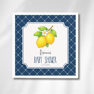 Citronbåge Navyblå Diamant Babyfest Pappersservett