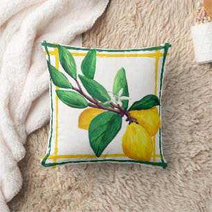 Citronblad Citrus Gult Grönt Blad Gitter Kudde