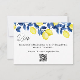 Citronbröllop RSVP QR-kod OSA Kort