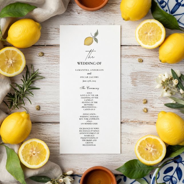 Citronbröllopsprogram | Amalfi-kusten Italien  Meny (Skapare uppladdad)