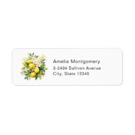 Citronbukett med vita blommor - Adress Returadress Etikett