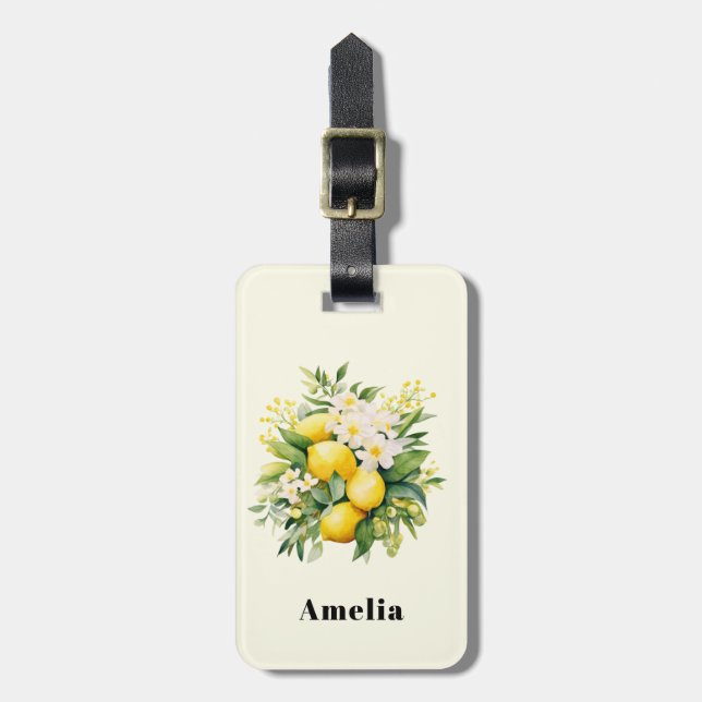 Citronbukett med vita blommor bagagebricka (Vertikal Framsida)