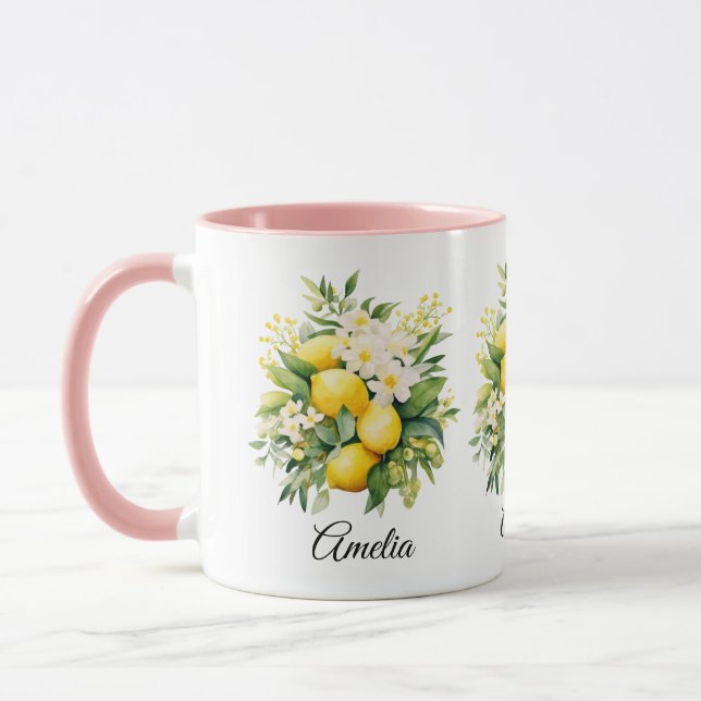 Citronbukett med vita blommor mugg (Vänster)