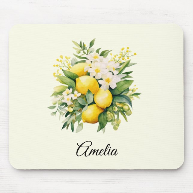 Citronbukett med vita blommor musmatta (Framsidan)