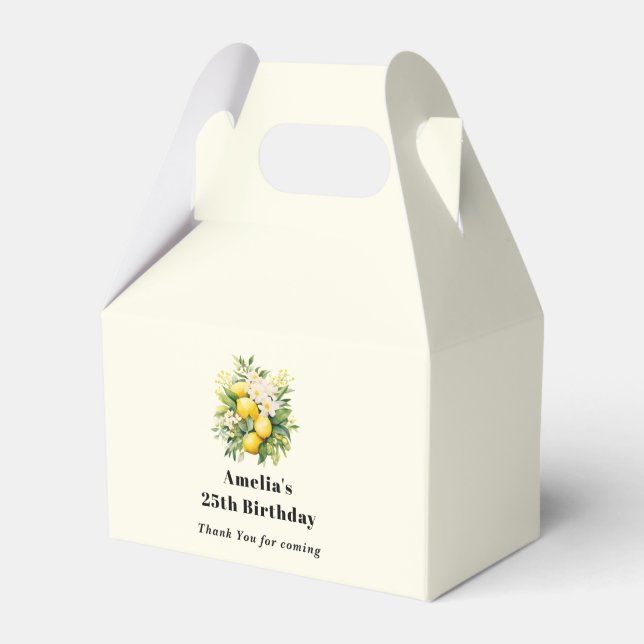Citronbukett med vita blommor presentaskar (Framsidan Sidan)