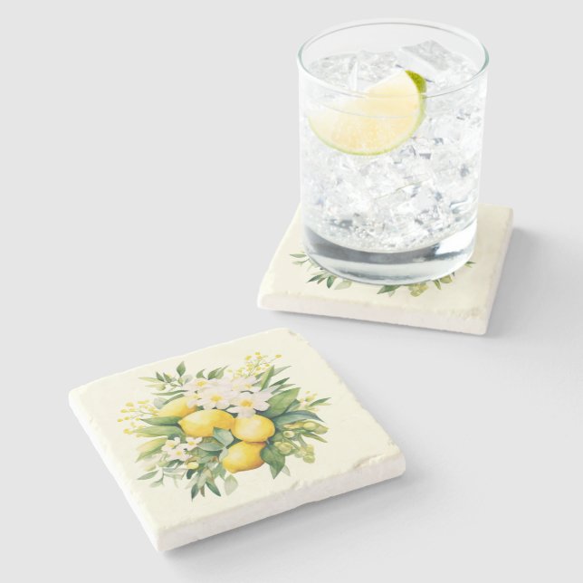 Citronbukett med vita blommor stenunderlägg (Sidan)