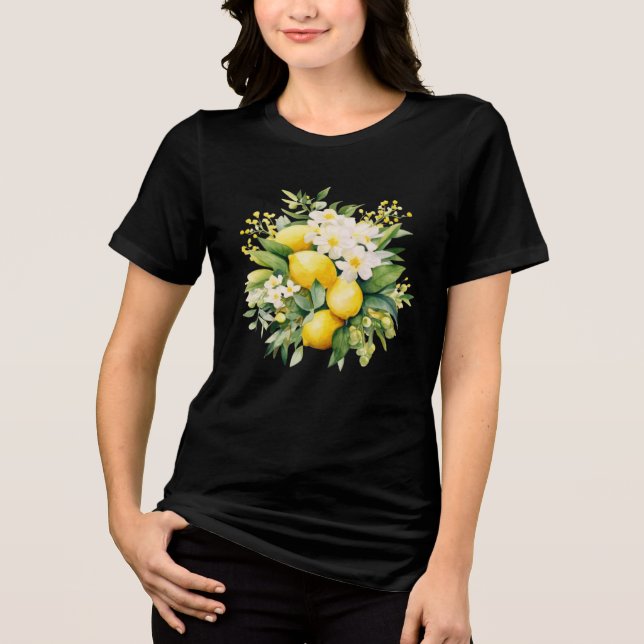 Citronbukett med vita blommor t shirt (Framsida)