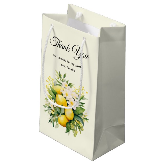 Citronbukett med vita blommor Tack (Baksidan Vinklad)