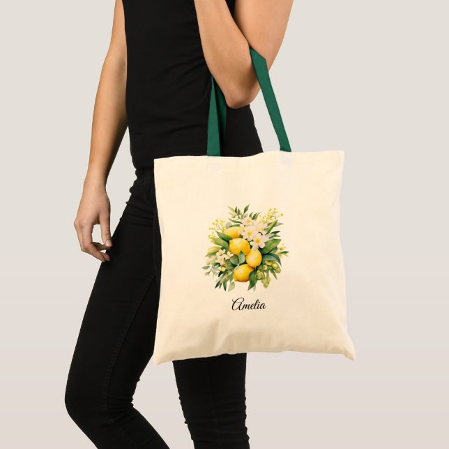 Citronbukett med vita blommor tygkasse (Framsida (produkt))