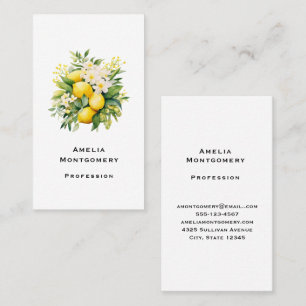 Citronbukett med vita blommor visitkort