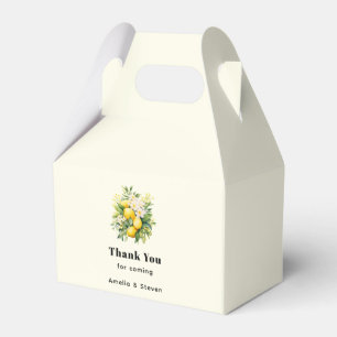 Citronbukett med vita blomsterbröllop presentaskar