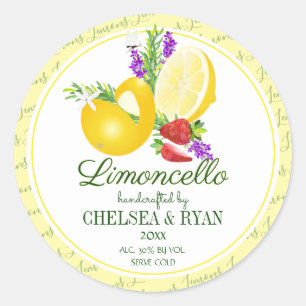 Citroncello Citroner Runt Klistermärke