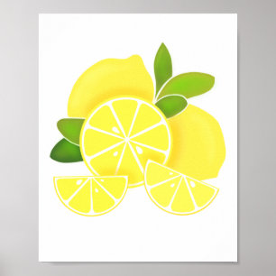 Citroncitroner, citronskivor, tropiska gulter poster