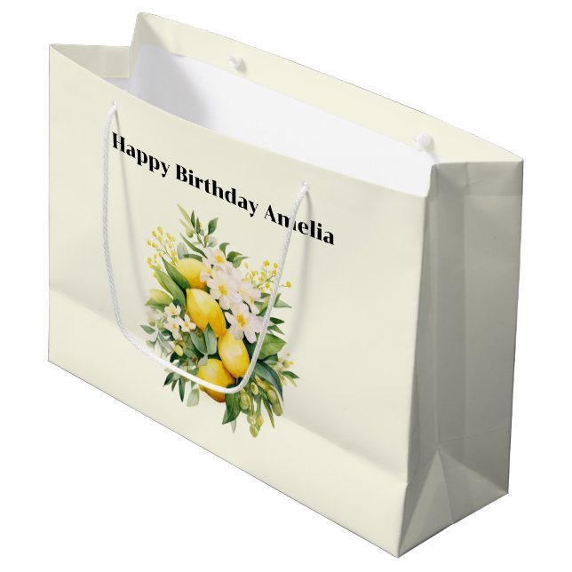 Citrondoft med vita blommor födelsedag (Framsidan Vinklad)