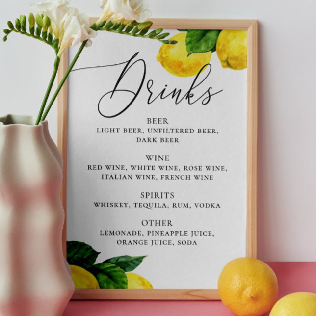 Citrondrickskylt | Citrus Botanisk Bröllopsbar Poster (Skapare uppladdad)