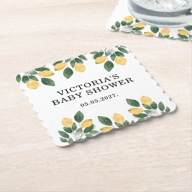 Citrone Baby Shower  Underlägg Papper (Vinklad)