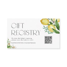 Citronelement och Blommor QR-kod Baby Shower-prese