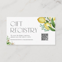 Citronelement och Blommor QR-kod Baby Shower-prese Tilläggskort