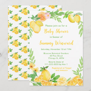 Citronelement och grönska Baby Shower Inbjudningar