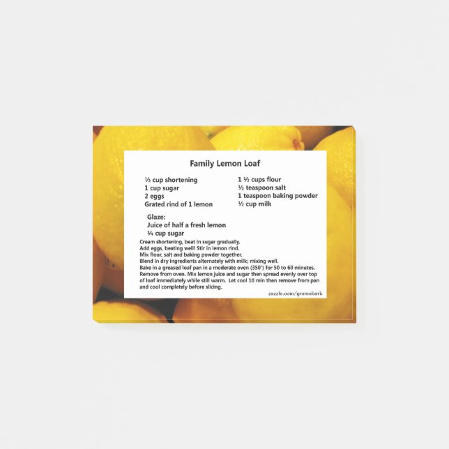 Citronen släntrar recept som Posta-det noterar Post-it Block (Framsida)