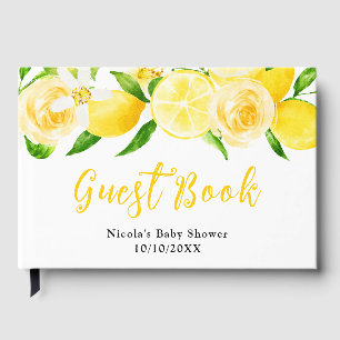 Citroneon och löv Baby Shower Gästböcker